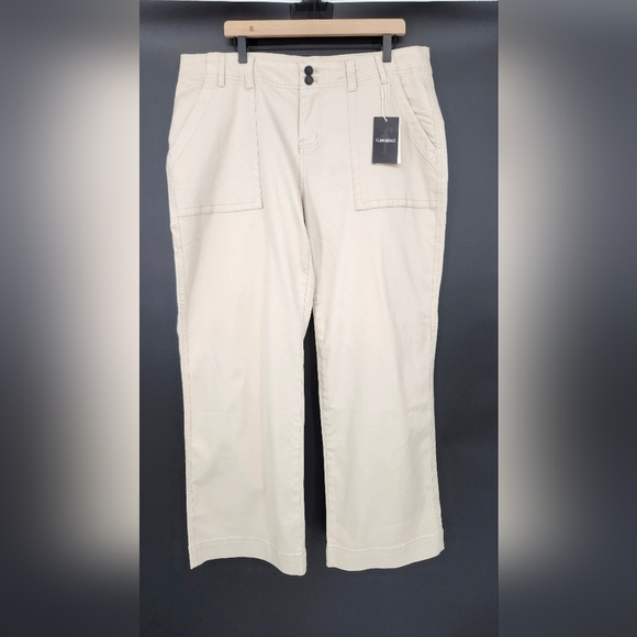 Flamingals NWT Womens Straight Leg Pants Size 4XL Khaki Neutral Normcore Staple - Picture 1 of 9